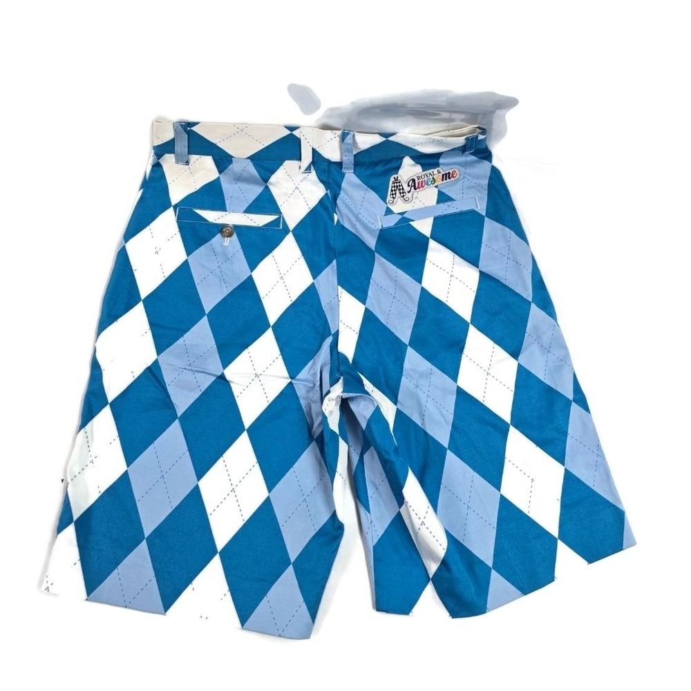 Royal & Awesome Shorts Mens 32 Golf Party Fun Argyle Performance 1980s Retro